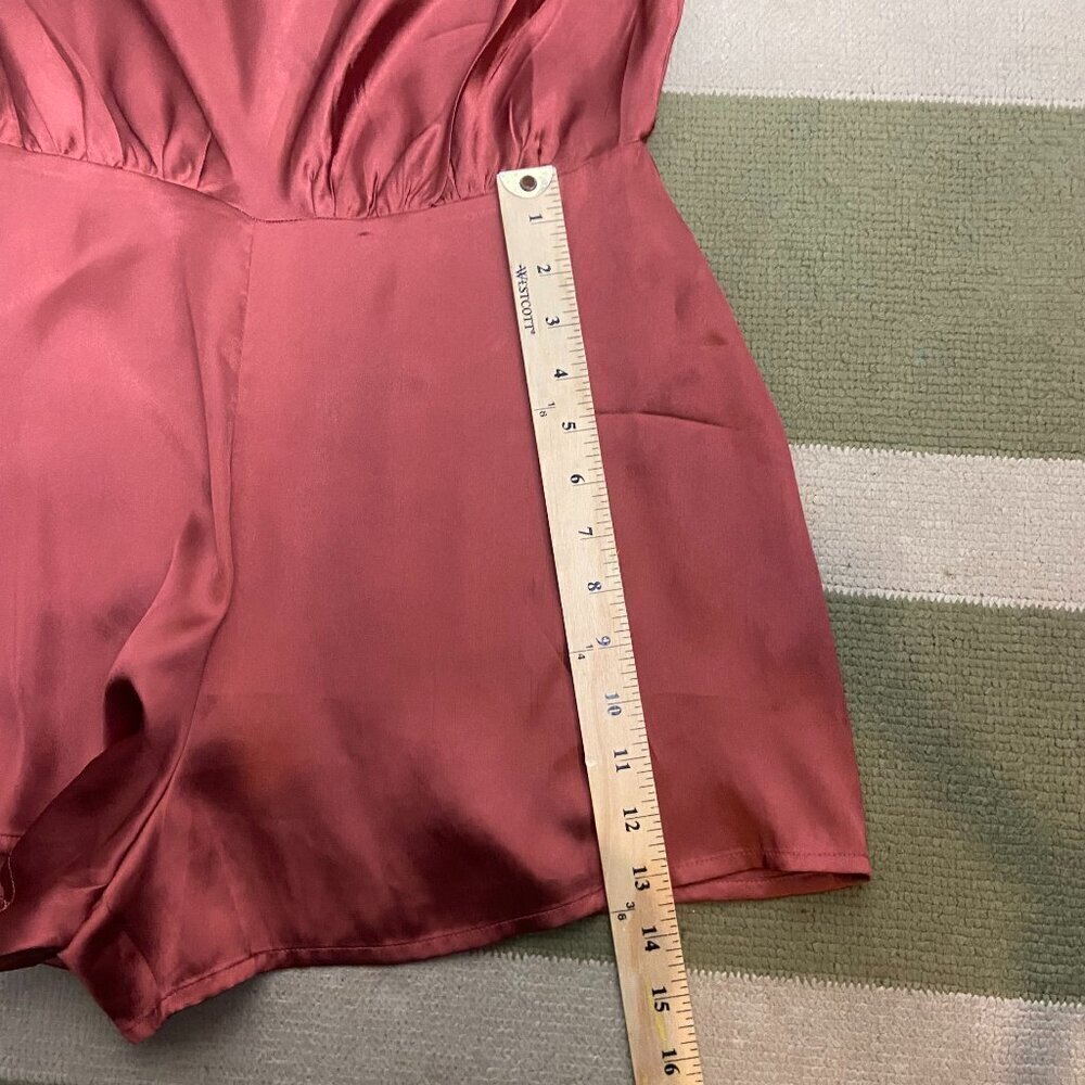 Guess Size Large Louma Romper Shorts Rust Orange Sleeveless Silky Cocktails - Picture 4 of 10